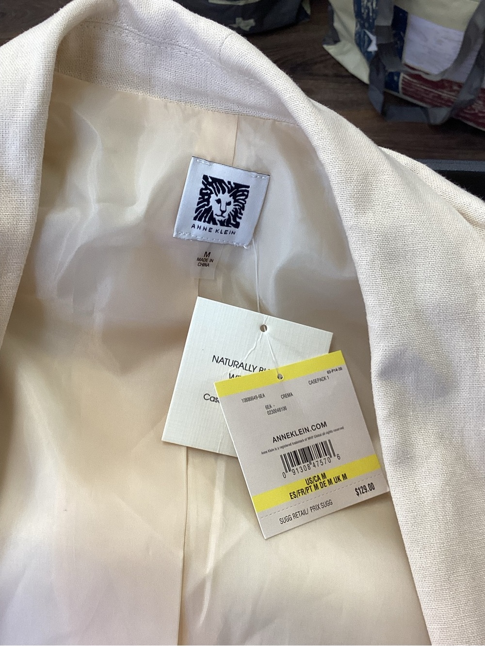 Anne Klein Cream Linen-Blend Blazer